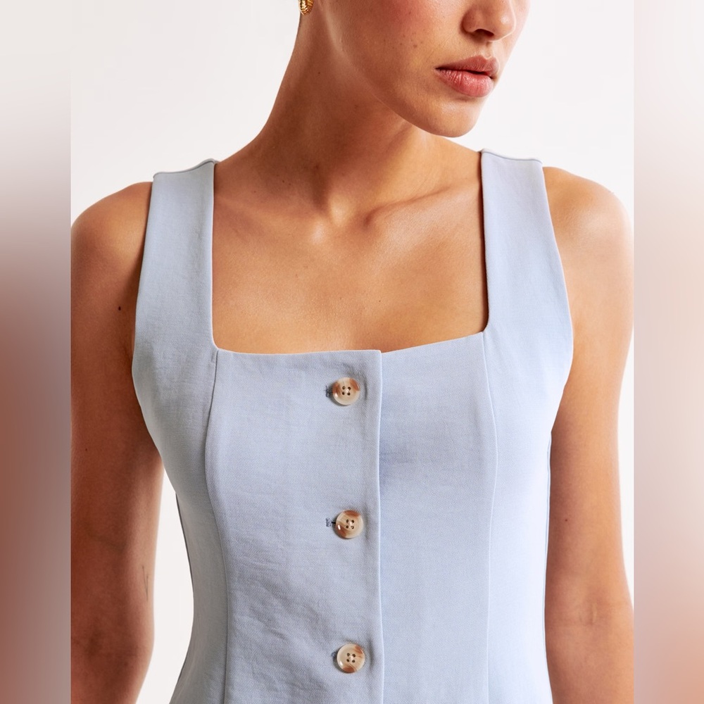 The A&F Mara Vest Blue Squareneck Mini Dress size:XSP - Picture 4 of 4